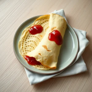 Crepe de froment a la confiture de fruits rouges