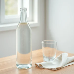 Bouteille d eau minerale et son verre