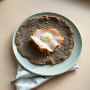 Galette de ble noir au jambon et emmental fondu