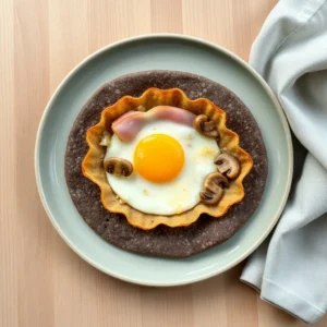 Galette complete garnie de champignons sautes