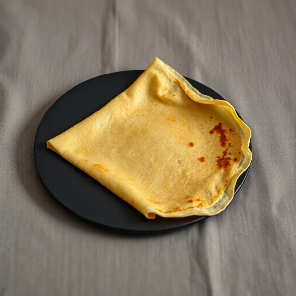 Une crepe de froment nature, pliee en quatre