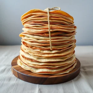 Douze crepes de froment nature, ficelees