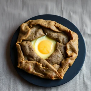 Galette de ble noir a l oeuf et a l emmental fondu