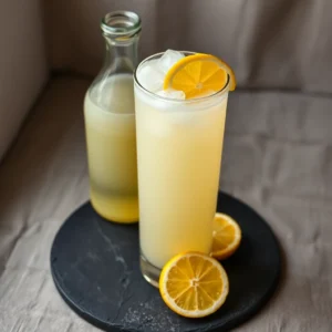 Verre de limonade maison avec glacons et citron
